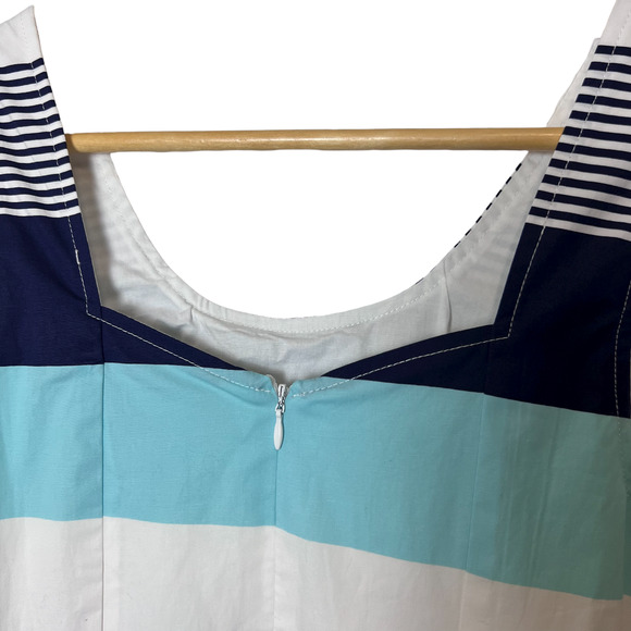 41 Hawthorn Size S Stripe Sleeveless Knee Dress Tie Waist Fit & Flare Lined NWT - Picture 7 of 16